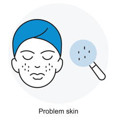 Problem Skin icon, Acne Care Solutions, Clear and Healthy Skin Guide, Sensitive Skin Treatment, Blemish Control Routine, vector