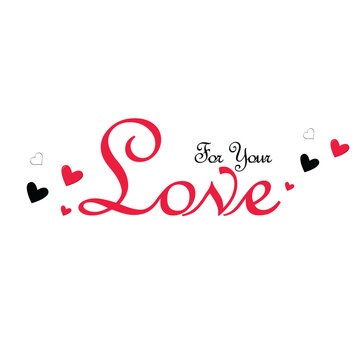 LOVE word hand drawn lettering. Modern calligraphy script love text. Vector illustration. Design for print on shirt, poster, banner. Pink color text on white background. Lovely print for tee shir