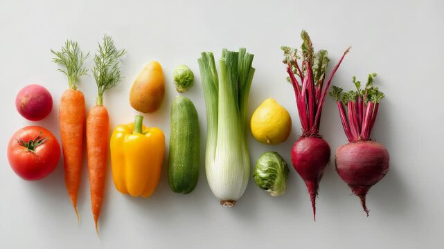 Seasonal, farm fresh vegetables and fruits showcasing vibrant colors, representing nutritional wellness and summer detox benefits