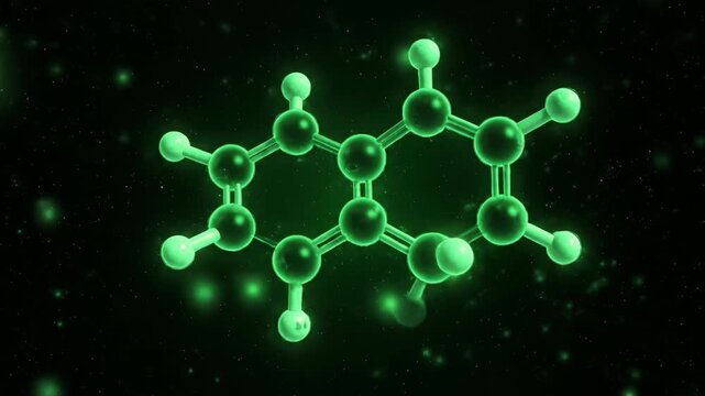 Rotating 3D Insulin Hexamer Molecule: Scientific Visualization of Green Structure with Glowing Bonds
