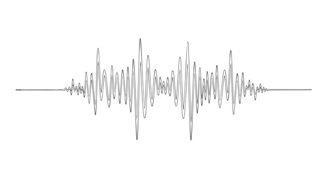 One continuous line art, abstract waveform graphic, representing sound or data visualization on a white background