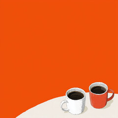 Contrast in warmth. Coffee shop banner, promo, ad, cozy home