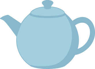 Obraz premium Simple light blue teapot with a lid, spout, and handle on a white background