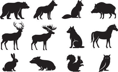 Obraz premium Farm animal silhouettes set pack