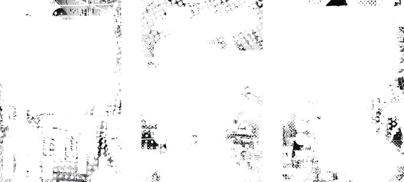 Glitch distorted geometric shape . Noise destroyed logo . Trendy cyber punk poster . Glitched frame .Grunge textured . Distressed effect .Vector shapes with a halftone dots screen print texture.