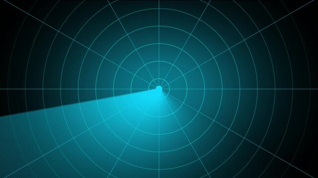 Abstract radar screen concept digital interface. Futuristic radar screen interface with cyan digital grid and scanning beam. Radar screen showing scan results, multiple targets detected.