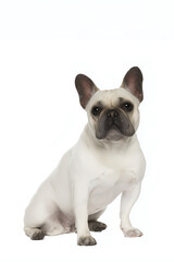 Fototapeta premium French Bulldog sitting against a white background.