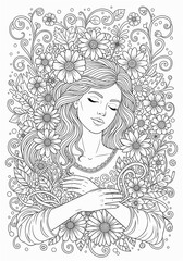 A girl surrounded by flowers 