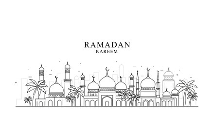 Obraz premium Ramadan Illustration Featuring Mosque Architecture.