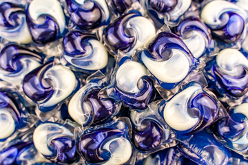 Laundry Detergent Capsules Close-Up Background
