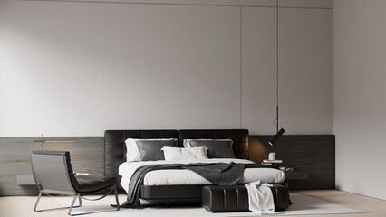 Modern Minimalist Bedroom Interior - 3D Render
