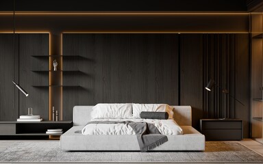 Modern Minimalist Bedroom Interior - 3D Render
