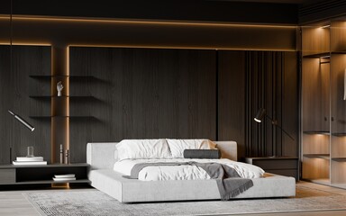 Modern Minimalist Bedroom Interior - 3D Render

