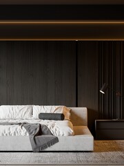 Modern Minimalist Bedroom Interior - 3D Render
