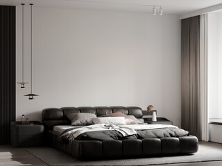 Modern Minimalist Bedroom Interior - 3D Render
