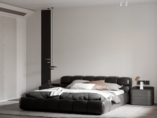 Modern Minimalist Bedroom Interior - 3D Render
