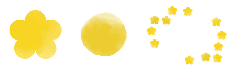 黄色の花＋黄色の水彩背景｜Yellow Flower,Watercolor
