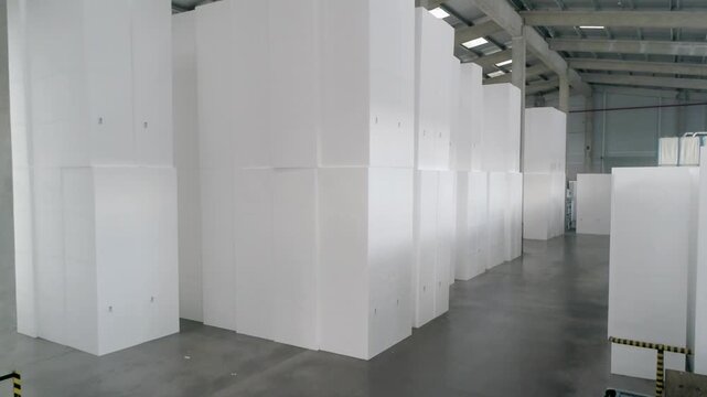 Polystyrene foam manufacturing factory. Video Inside a Polystyrene Foam Manufacturing Plant