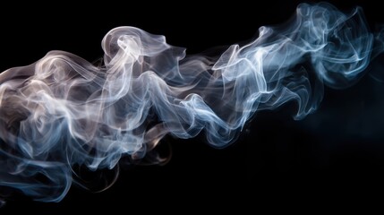 Obraz premium Mysterious swirling smoke against black background.
