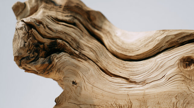 Madera erosionada con formas curvas, nudos visibles y relieve natural, mostrando efectos del envejecimiento y exposici&oacute;n ambiental, para decoraci&oacute;n, arte org&aacute;nico o an&aacute;lisis de texturas en dise&ntilde;o