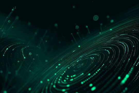 UI/UX technologic background wallpaper with circles of futuristic holografic green data