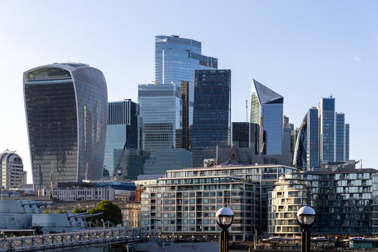 View of London City Skyline with Modern Skyscrapers