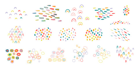 Hand drawn doodle fancy organic shapes, elements and textures. Vector illustration.