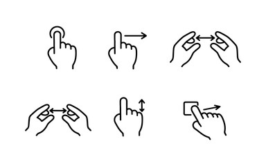 Obraz premium Collection of hand gesture icons for touch screen interaction and digital navigation