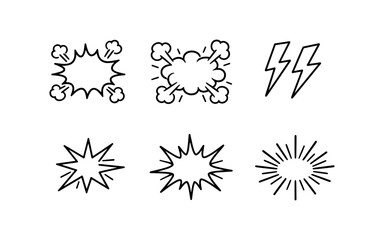 Obraz premium Collection of hand-drawn comic book style explosion and lightning bolt icons
