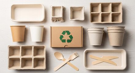 Emballages &eacute;cologiques avec symbole recyclage