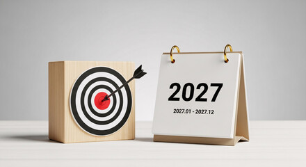 Cible avec calendrier indiquant l&rsquo;ann&eacute;e 2027