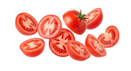 Fototapeta premium Sliced tomatoes isolated on transparent background
