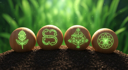 Symboles financiers verts sur pi&egrave;ces