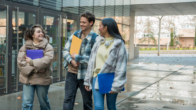 College students discussing academic future outdoors