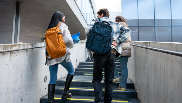 College students heading to class at university campus