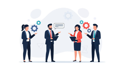 Business Meeting Illustration: Teamwork, Collaboration, and Strategy