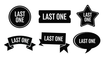 Obraz premium Black graphic labels with last one text various shapes silhouette