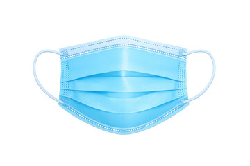 Blue surgical face mask providing medical protection on transparent background