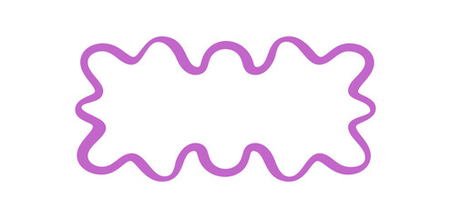 Groovy wavy rectangle frame with bold outline border as a retro element in purple color. Contour design gives a bubble line effect and y2k background, perfect for modern or vintage graphic