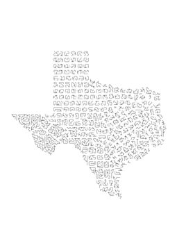Abstract Texas Map Vector Illustration Organic Line Art Geography Topography Contour Design Minimalist Modern Wall Decor Print North America USA United States Border Isolated Drawing Sketch Ink