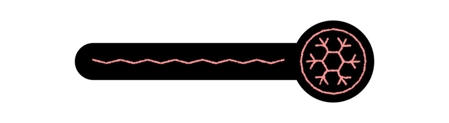 Chalk snow flake icon sticker in pink on black. Winter box seal for christmas, icy frost detail as cold decoration. Line element for chill holiday package or gift label, snowy theme, premium hand