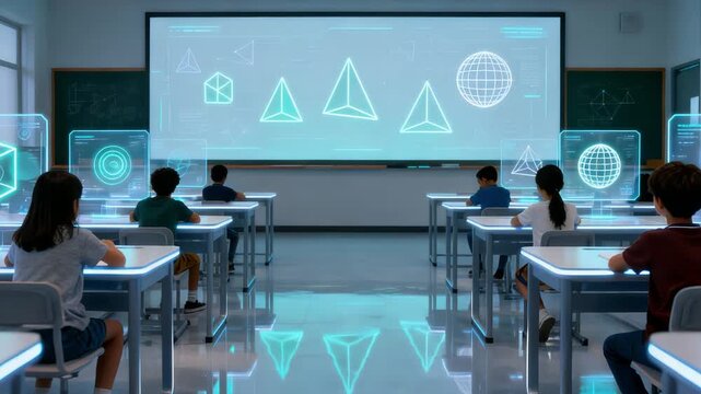 Young Learners Engaged With Advanced Holograms In Learning Environment