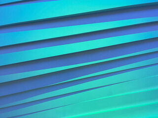 Obraz premium Abstract blue geometric stripes background with 3D shadow effect. Modern teal and cyan linear pattern for creative minimalist design, wall texture, and contemporary digital art wallpaper