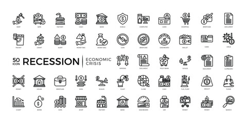 Recession and Economic Crisis Icons for Business