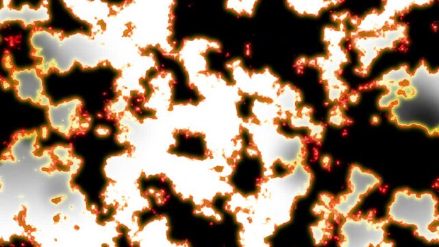 Animation of Burning fire effect transition on black background. 4k video.