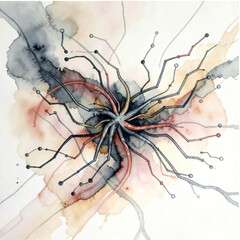 Hand Drawn Abstract Circuit Flow Illustration