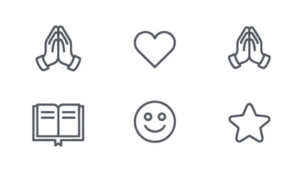 Fototapeta premium An artistic design with hands clasped in prayer, a heart, a book, an emoji, and a star.