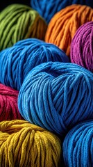 Colorful Yarn Rolls in Various Textures and Shades