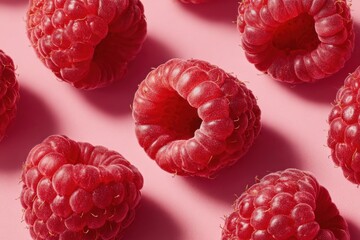 Fresh Raspberries on Pink Background