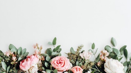 Beautiful Pink and White Floral Arrangement on Light Background